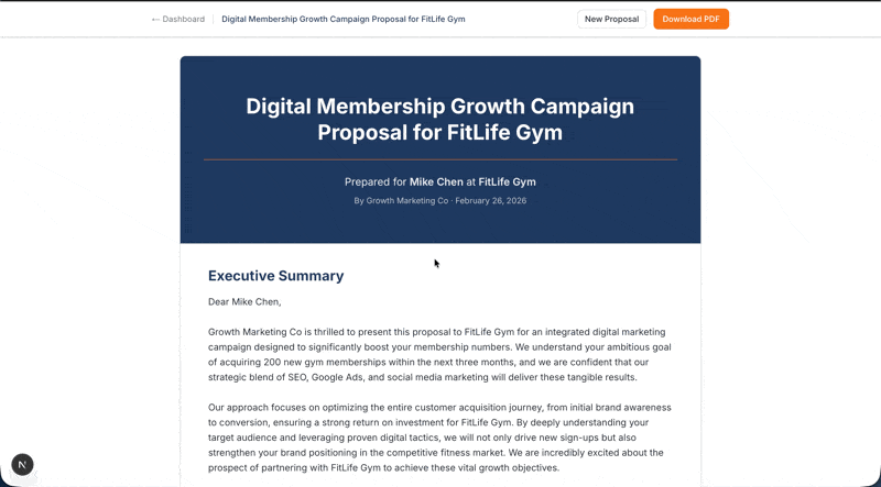 ProposalForge screenshot